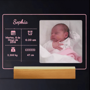 Natalicio Metacrilato Retroiluminado Personalizado rosa
